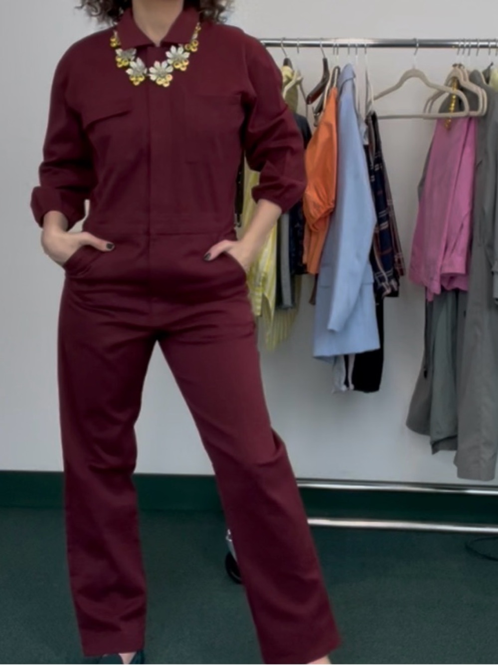 Wine Burgundy jumpsuit - Picture 4 of 9